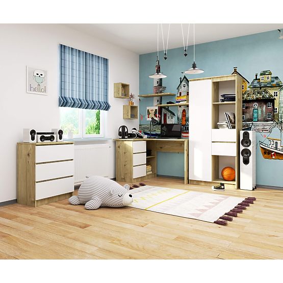 SCRIVANIA ANGOLARE B16 CLP SINISTRA ROVERE ARTISAN / BIANCO