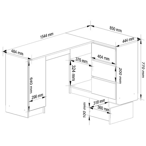 SCRIVANIA ANGOLARE B20 155 cm DESTRA SONOMA