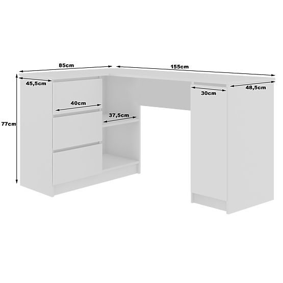 SCRIVANIA ANGOLARE B20 155 cm SINISTRA PK SONOMA / BIANCO