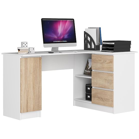 SCRIVANIA ANGOLARE B20 CLP DESTRA PK BIANCO / SONOMA