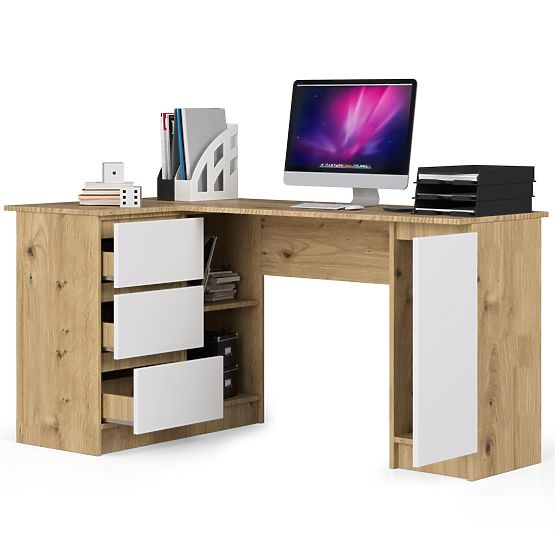 SCRIVANIA ANGOLARE B20 CLP SINISTRA PK ROVERE ARTISAN / BIANCO