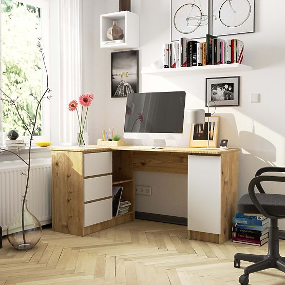 SCRIVANIA ANGOLARE B20 CLP SINISTRA PK ROVERE ARTISAN / BIANCO
