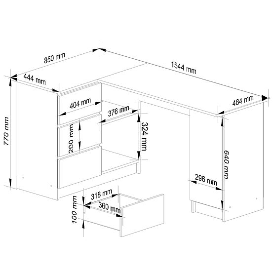 SCRIVANIA ANGOLARE B20 CLP SINISTRA PK ROVERE ARTISAN