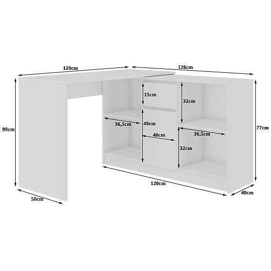 SCRIVANIA ANGOLARE - SET B-17 COMÒ E SCRIVANIA PK BIANCO