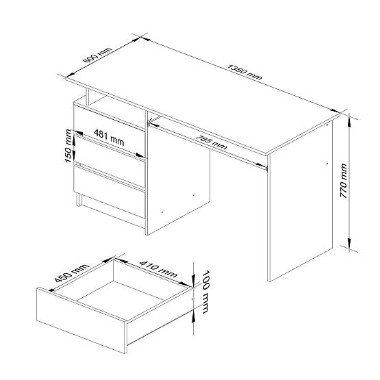 SCRIVANIA CLP 135cm PK BIANCO / GRIGIO