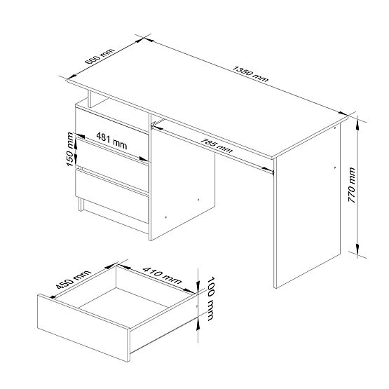 SCRIVANIA CLP 135cm PK BIANCO / LUCIDO BIANCO