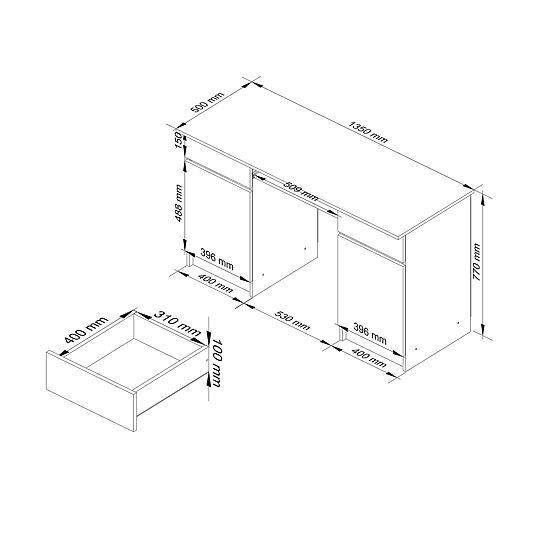 SCRIVANIA CLP A5 2D 2SZ PK BIANCO LUCIDO