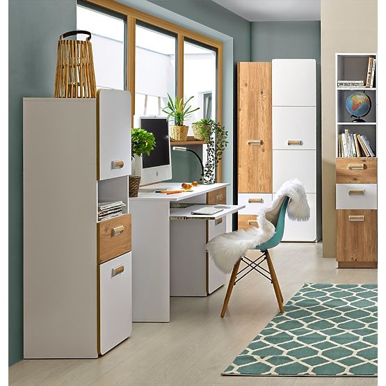 Scrivania L10 - bianco / rovere nash