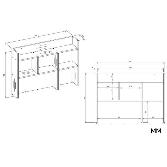 Scrivania MIJAS Destra con Sopralzo Bianco Opaco 4 Cassetti 4 Scaffali per Ufficio Camera