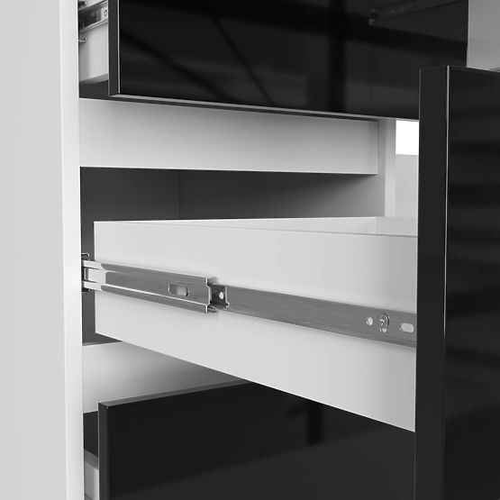 SCRIVANIA PER COMPUTER A-11 135 cm 6 CASSETTI BIANCO / NERO LUCIDO