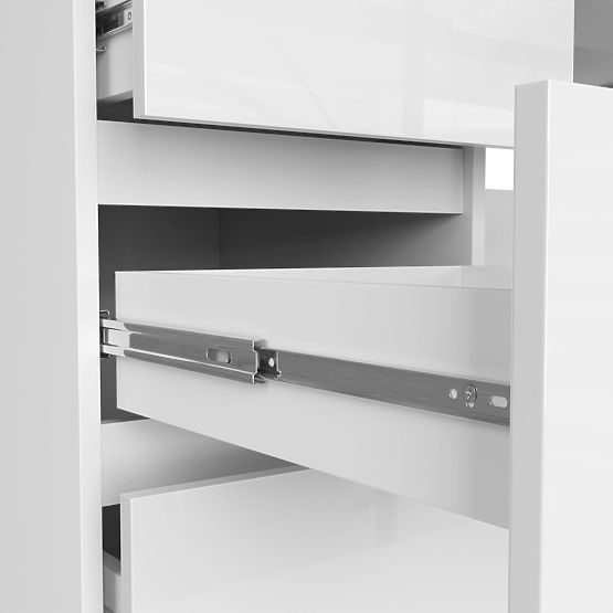 SCRIVANIA PER COMPUTER A-11 135 cm 6 CASSETTI PK BIANCO / LUCIDO BIANCO