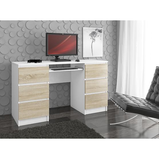 SCRIVANIA PER COMPUTER A-11 135 cm 6 CASSETTI PK BIANCO / SONOMA