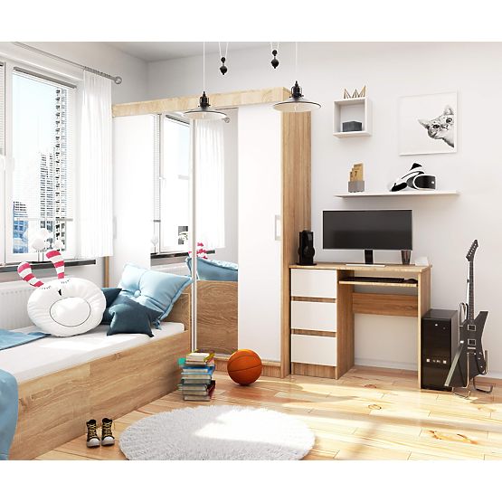 SCRIVANIA PER COMPUTER A-6 90 cm SINISTRA PK SONOMA / BIANCO