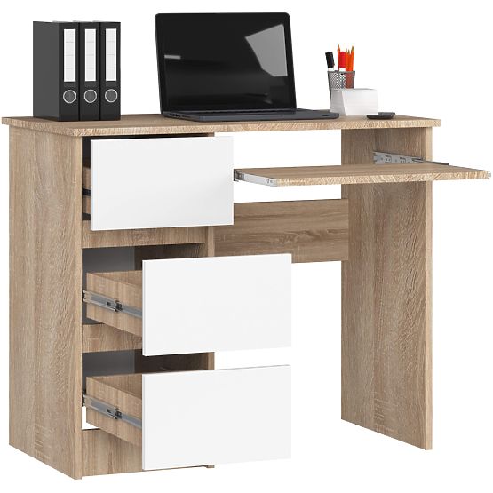 SCRIVANIA PER COMPUTER A-6 90 cm SINISTRA PK SONOMA / BIANCO