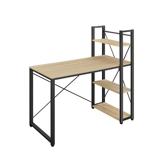 Scrivania per computer con scaffale e gambe regolabili rovere sonoma