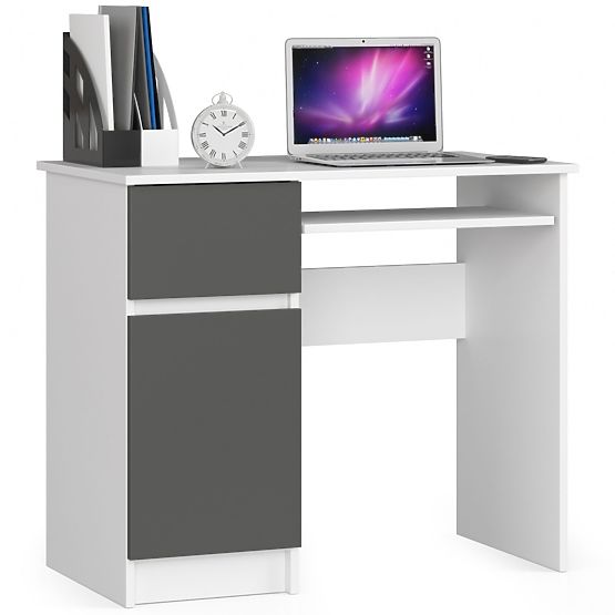 SCRIVANIA PER COMPUTER PIKSEL BIANCO / GRIGIO - SINISTRA