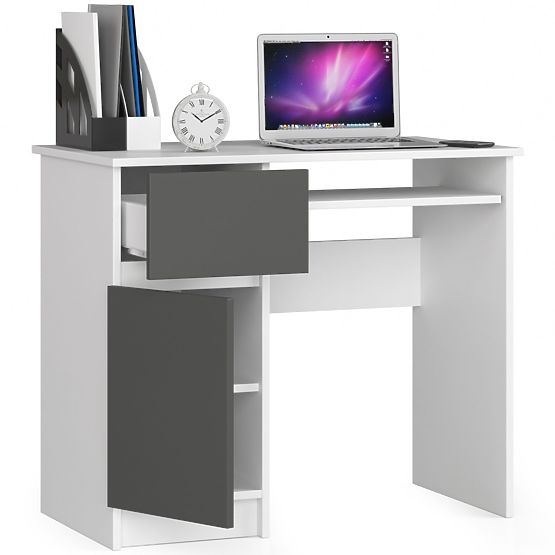 SCRIVANIA PER COMPUTER PIKSEL BIANCO / GRIGIO - SINISTRA
