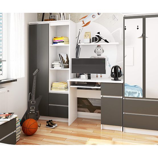 SCRIVANIA PER COMPUTER PIKSEL PK BIANCO / GRIGIO - DESTRO