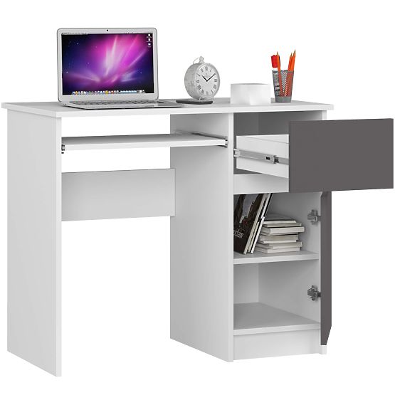 SCRIVANIA PER COMPUTER PIKSEL PK BIANCO / GRIGIO - DESTRO