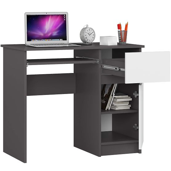 SCRIVANIA PER COMPUTER PIKSEL PK GRIGIO / BIANCO - DESTRO