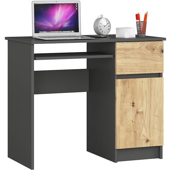 SCRIVANIA PER COMPUTER PIKSEL PK GRIGIO / ROVERE ARTIGIANO - DESTRO