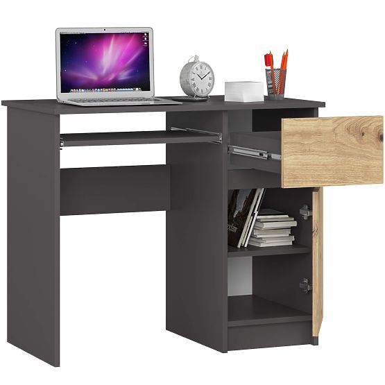 SCRIVANIA PER COMPUTER PIKSEL PK GRIGIO / ROVERE ARTIGIANO - DESTRO