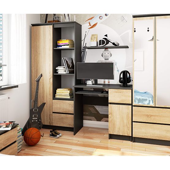 SCRIVANIA PER COMPUTER PIKSEL PK GRIGIO / ROVERE SONOMA - DESTRO