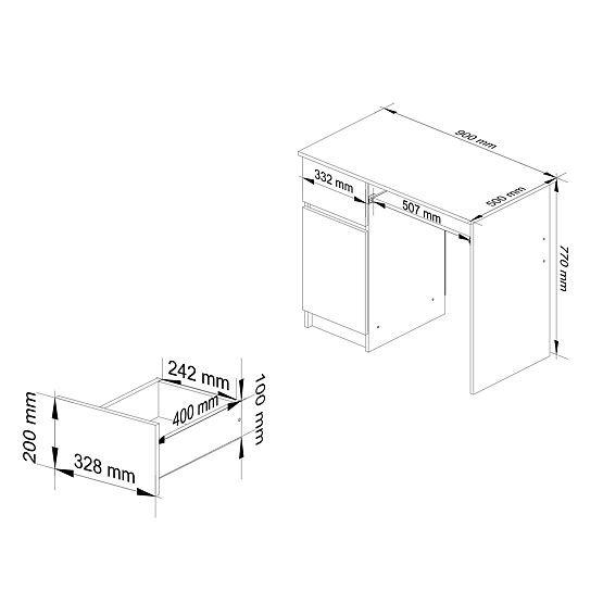 SCRIVANIA PER COMPUTER PIKSEL PK NERO LUCIDO SINISTRA