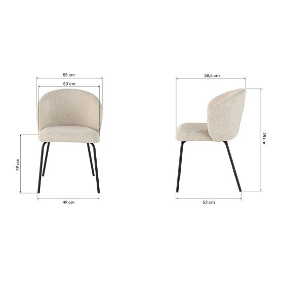 Sedia da pranzo Larisa, beige/gambe nere