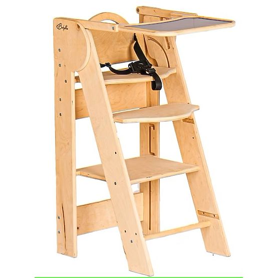 Sedia da pranzo per bambini e torre di apprendimento 2 in 1 - naturale