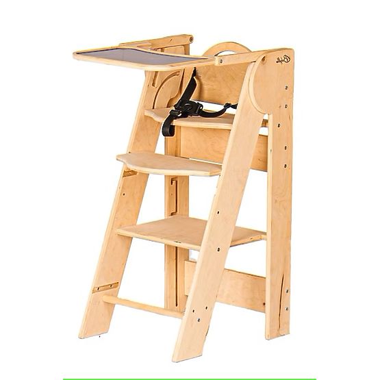 Seggiolone e torre di apprendimento 2 in 1 per bambini - naturale