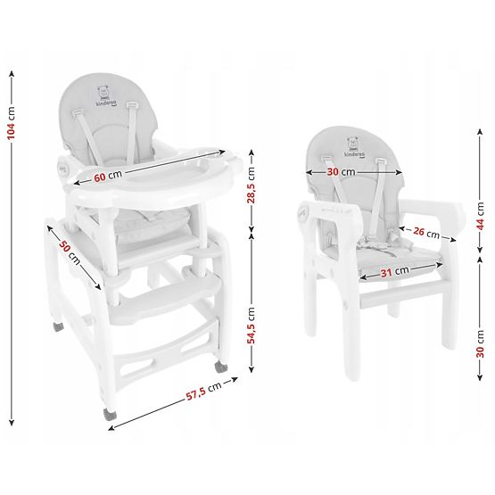 Sedia da pranzo per bambini Kinder - grigia