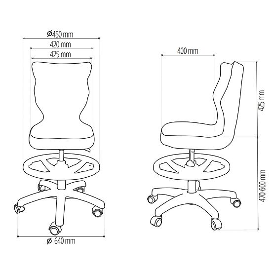 Sedia ergonomica per scrivania regolabile in altezza 159-188 cm - grigia