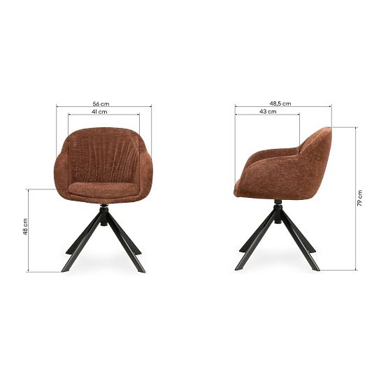Sedia girevole Kairo, marrone-rossa