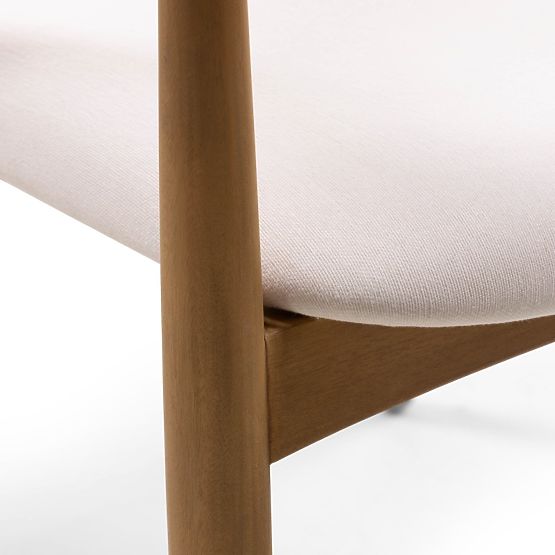 Sedia in legno Ludvika, arrotondata, naturale/crema
