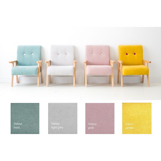 Sedia retrò per bambini Velour - grigio chiaro