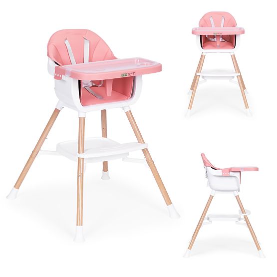 Seggiolone per bambini 2 in 1 rosa ECOTOYS