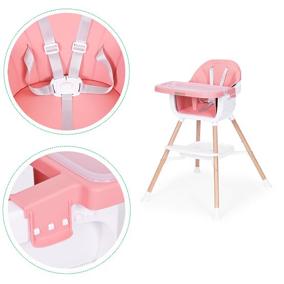 Seggiolone per bambini 2 in 1 rosa ECOTOYS