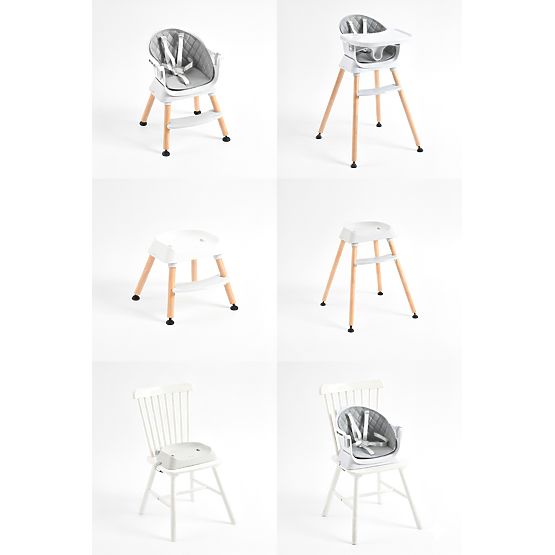 Seggiolone per bambini 6 in 1 con rivestimento trapuntato e vassoio grigio ECOTOYS