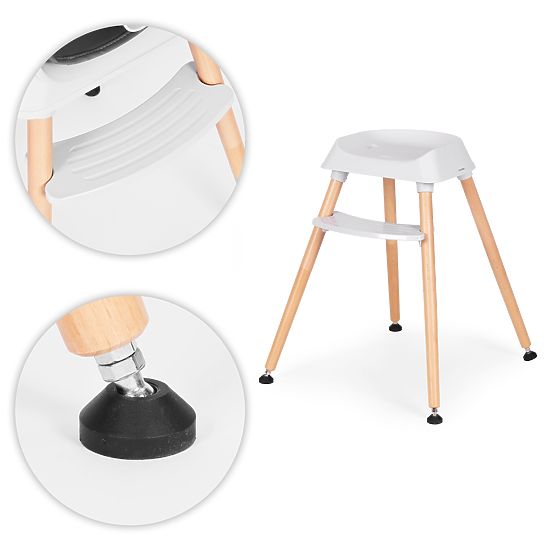 Seggiolone per bambini 6 in 1 con rivestimento trapuntato e vassoio grigio ECOTOYS