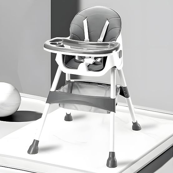 Seggiolone per bambini con vassoio, cestino, cinture a 5 punti, grigio ECOTOYS