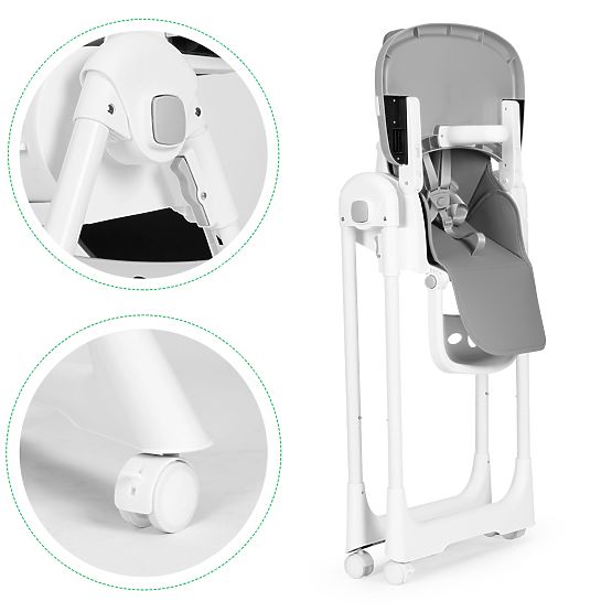 Seggiolone regolabile in altezza, ecopelle, cinture di sicurezza, doppio vassoio ECOTOYS