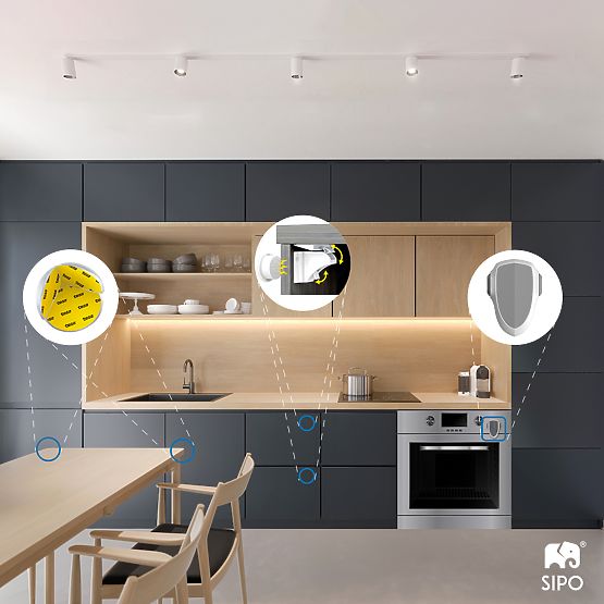 Serrature magnetiche SIPO per armadi e cassetti - 4 pz