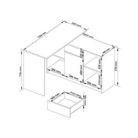 SET CLP B-17 CREDENZA + SCRIVANIA PK BIANCO / SONOMA
