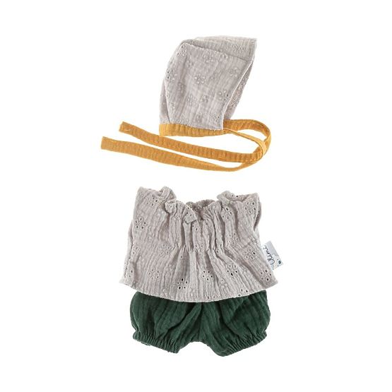 Set con cuffietta per bambole 21cm pizzo grigio