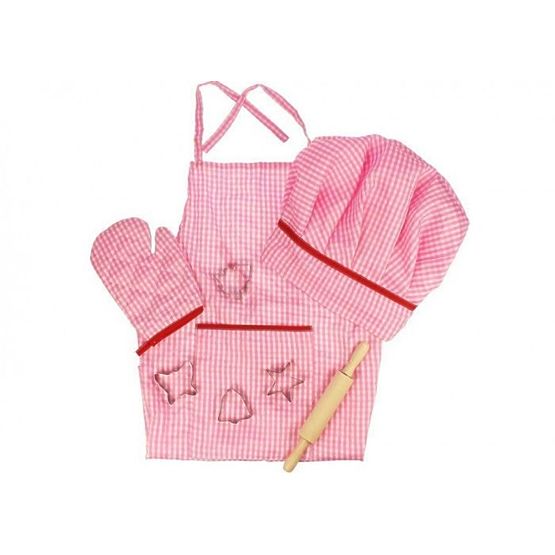 Set da cucina rosso con grembiule
