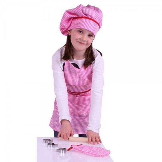 Set da cucina rosso con grembiule