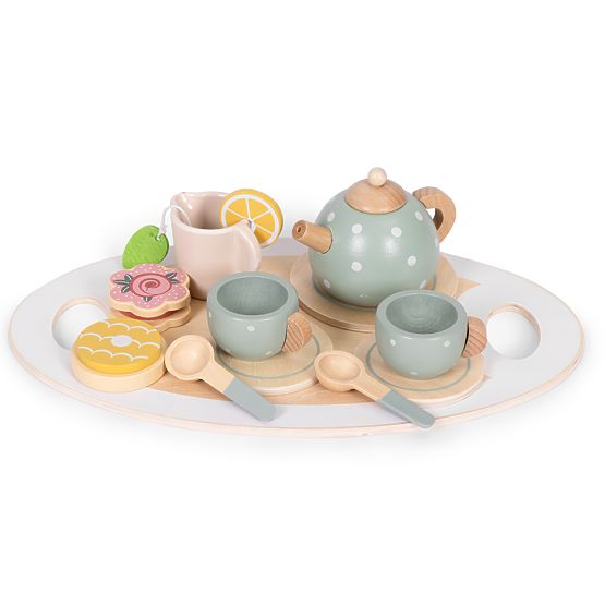 Set da tè in legno con teiera e tazze 14 pezzi ECOTOYS