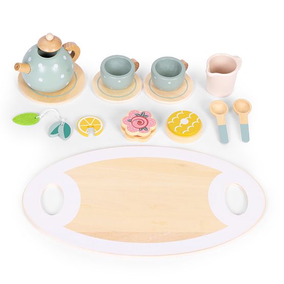 Set da tè in legno con teiera e tazze 14 pezzi ECOTOYS