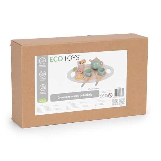 Set da tè in legno con teiera e tazze 14 pezzi ECOTOYS